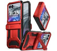 POETIC Spartan Coque pour Motorola Moto Razr 50, [béquille] [protection de charnière] [test de chute de qualité militaire] - Coque de protection intégrale résistante aux chocs avec béquille - Rouge