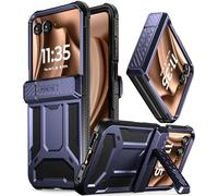 Poetic Spartan Coque pour Motorola Moto Razr 50 Ultra 2024, [béquille] [Protection des charnières], Coque de Protection intégrale Robuste Antichoc avec béquille, Bleu métallisé