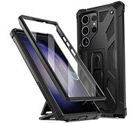Poetic Spartan Coque pour Samsung Galaxy S23 Ultra 5G 6,8", Protection d'écran intégrée avec Identification d'empreintes digitales, Coque de Protection intégrale résistante aux Chocs avec béquille,