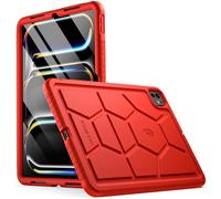 Poetic TurtleSkin Coque en silicone pour iPad Pro 11" 2024 M4 5e génération, résistante aux chocs, robuste, adaptée aux enfants, protection contre les chutes, rouge