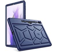 Poetic TurtleSkin Coque pour Galaxy Tab S7 FE 12,4" 2021 / Galaxy Tab S7 Plus 2020 avec Porte-Stylo en S, Robuste, résistant aux Chocs et aux Chutes, en Silicone, Bleu Marine