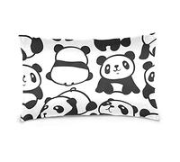 Poeticcity Housse de coussin en velours de coton blanc sans coutures pandas noirs et blancs 40,6 x 61 cm