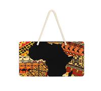 Poeticcity Panneau de porte en PVC à suspendre avec carte de l'Afrique sur fond tribal ethnique patchwork 15,2 x 27,9 cm pour porche, jardin, cour, maison avant de ferme, planches décoratives