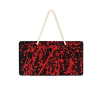 Poeticcity Panneau de porte en PVC à suspendre avec de l'encre rouge éclaboussée sur fond noir abstrait de sang rouge, 15,2 x 27,9 cm, panneau de bienvenue pour porche, jardin, cour, maison, façade de