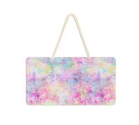 Poeticcity Panneau de porte en PVC à suspendre avec imprimé floral abstrait coloré rose, vert, jaune, 15,2 x 27,9 cm, panneau de bienvenue pour porche, jardin, cour, maison, façade de ferme, panneaux