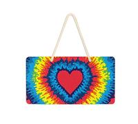 Poeticcity Panneau de porte en PVC à suspendre en forme de cœur coloré, amour, arc-en-ciel, 35,1 x 24,9 cm pour porche, jardin, cour, maison, décoration de ferme