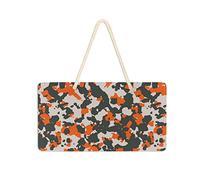 Poeticcity Panneau de porte en PVC à suspendre - Motif camouflage noir gris et orange - 15,2 x 27,9 cm - Panneau de bienvenue pour porche, jardin, cour, maison - Panneaux décoratifs de ferme