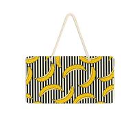 Poeticcity Panneau de porte vintage rétro jaune sans couture sur rayures noires en PVC à suspendre, 35,1 x 24,9 cm, panneau de bienvenue pour porche, jardin, cour, maison, façade de ferme, panneaux