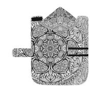 Poeticcity Serviette douce pour chien et chat - Peignoir de bain absorbant avec capuche réglable et sangle ventrale - S ethnique, tribal bohème, cachemire, tatouage, mandala, fleur, monochrome