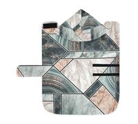 Poeticcity Serviette douce pour chiens et chats, peignoir de bain absorbant avec capuche, col réglable et sangle ventrale, taille S, mosaïque de marbre géométrique, pierre artificielle, carreaux