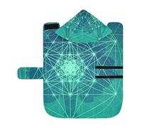 Poeticcity Serviette douce pour chiens et chats, peignoir de bain absorbant avec capuche, col réglable et sangle ventrale, S arbre vert avec symboles de géométrie sacrée, éléments brillants cercle