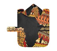 Poeticcity Serviette douce pour chiens et chats, peignoir de bain absorbant avec capuche, col réglable et sangle ventrale, carte de l'Afrique M sur fond patchwork ethnique tribal