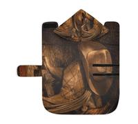 Poeticcity Serviette douce pour chiens et chats, peignoir de bain absorbant avec capuche, col réglable et sangle ventrale, S bottes de cowboy vintage, chapeau de cowboy rétro