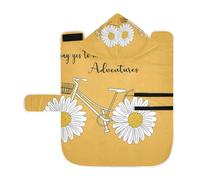 Poeticcity Serviette douce pour chiens et chats, peignoir de bain absorbant avec capuche, col réglable et sangle ventrale, taille S, marguerite blanche avec citations, dites oui à la nouvelle aventure