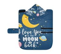 Poeticcity Serviette douce pour chiens et chats, peignoir de bain absorbant avec capuche, col réglable et sangle ventrale, citations M « I Love You to the Moon and Back Stars », planètes spatiales