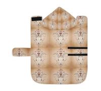 Poeticcity Serviette douce pour chiens et chats, peignoir de bain absorbant avec capuche, col réglable et sangle ventrale, S tête de mort, symbole géométrique sacré sur rétro