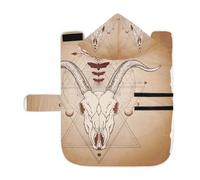 Poeticcity Serviette douce pour chiens et chats, peignoir de bain absorbant avec capuche, col réglable et sangle ventrale, S tête de mort, symbole géométrique sacré