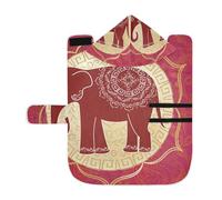 Poeticcity Serviette douce pour chiens et chats - Peignoir de bain absorbant avec capuche - Col réglable et sangle ventrale - S - Motif ethnique tribal avec mandalas rouges