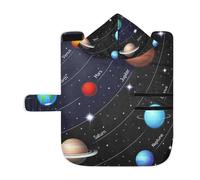Poeticcity Serviette douce pour chiens et chats, peignoir de bain absorbant avec capuche, col réglable et sangle ventrale, système solaire S avec le soleil, la terre, Mars, Mercure, Jupiter, Saturne
