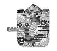 Poeticcity Serviette douce pour chiens et chats - Peignoir de bain absorbant avec capuche réglable et sangle ventrale - S - Gris - Machines de construction avec camion grue et bulldozer