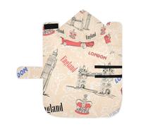 Poeticcity Serviette douce pour chiens et chats, peignoir de bain absorbant avec capuche réglable et sangle ventrale, M vintage Angleterre Londres Big Ben Red Blus Crown Human