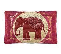 Poeticcity Tapis de lit doux pour chien et chat de petite et moyenne taille, motif ethnique indien avec mandalas rouges, tapis de niche antidérapant, lavable et sec, 91,4 x 61 cm