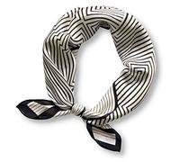 PoeticEHome Écharpe de cou 100 % soie de mûrier 53,3 x 53,3 cm petite écharpe carrée pour femme emballée cadeau, K2 - Rayures noires et blanches, 21"x21" (53x53cm)