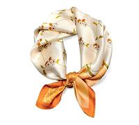 PoeticEHome Écharpe de cou 100 % soie de mûrier 53,3 x 53,3 cm petite écharpe carrée pour femme emballée cadeau, Y - Imprimé floral doux, 21"x21" (53x53cm)