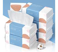 PoeticEHome Serviettes Visage Jetables en Coton Doux, 6 x 100, 600 Unités | Lingettes sèches biodégradables, douces et non pelucheuses; nettoyage, séchage du visage et démaquillage, à sec ou humides