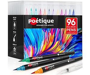 Poétique Feutre Aquarelle 96 couleurs - Feutres Pinceaux Avec Embouts de Pinceau Flexibles, Stylos Aquarelle Professionnels Pour la Coloration, la Peinture, le Dessin et La Calligraphie des Artistes