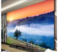 Poétique Lever De Soleil Sommets Paradis Paysage Papier Peint 3D Installation Facile Intissé Tapisserie Bureau Salon Canapé Chambre Décoration Murale-200cm×140cm