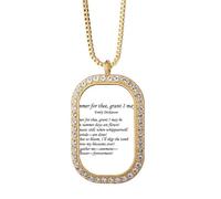 Poetry Dickinson Summer Of Thee Collier avec pendentif en cristal et diamant Doré