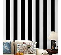PoetryHome Papier peint autocollant en vinyle à rayures blanches et noires pour murs, meubles, armoires, chambre à coucher, cuisine, salle de bain, décalcomanie amovible et imperméable (45 x 290 cm)