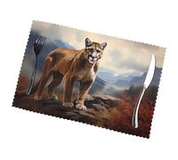 Poezjze Lot de 6 sets de table Motif Cougar courageux pour cuisine, salle à manger, vacances, fête, mariage, 30,5 x 45,7 cm