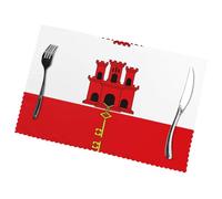 Poezjze Lot de 6 sets de table motif drapeau de Gibraltar pour cuisine, salle à manger, vacances, fête, mariage, 30,5 x 45,7 cm