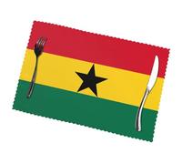 Poezjze Lot de 6 sets de table motif drapeau du Ghana pour cuisine, salle à manger, vacances, fête, mariage, 30,5 x 45,7 cm
