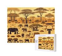 Poezjzw Animaux des prairies africaines adultes puzzle classique 500 pièces puzzle en bois moderne décoration intérieure jeu intellectuel 52 x 38 cm