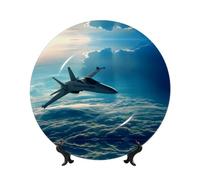 POEZJZW Assiette décorative avec impression avions de combat, 20,3 cm pour décoration de salon, entrée, cadeau pour la maison