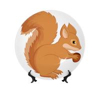 POEZJZW Assiette décorative en porcelaine anglaise avec motif écureuil de dessin animé, lisse et sans blessure aux mains, œuvre d'art classique adaptée pour la maison et le bureau 17,8 cm