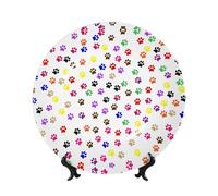 POEZJZW Assiette décorative en porcelaine anglaise avec motif empreintes de pattes, lisse et sans blessure aux mains, œuvre d'art classique pour la maison et le bureau, 17,8 cm