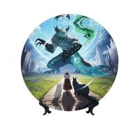 POEZJZW Assiettes décoratives à motif de bêtes curatives pour la maison, le bureau, les loisirs créatifs, 1 assiette et 1 présentoir de 17,8 cm