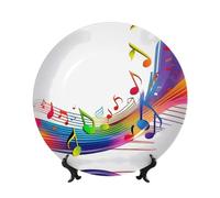 POEZJZW Assiettes décoratives avec symbole de musique - Motif de débit d'eau - Décoration pour la maison et le bureau - 1 assiette - 1 présentoir de 15,2 cm