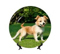 POEZJZW Assiettes décoratives en forme de chiot jouant pour la maison, le bureau, les loisirs créatifs, 1 assiette et 1 présentoir de 15,2 cm