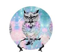 POEZJZW Assiettes décoratives en porcelaine anglaise avec motif hibou et branches d'arbre - Décoration parfaite pour la maison, le bureau et le café - 25,4 cm