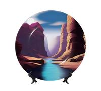 POEZJZW Assiettes décoratives motif canyon mystérieux décoration pour la maison, le bureau, les loisirs créatifs, les assiettes, 1 assiette, 1 présentoir de 15,2 cm