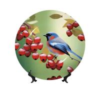 POEZJZW Assiettes décoratives motif oiseau flottant pour la maison, le bureau, les loisirs créatifs, 1 assiette, 1 présentoir de 15,2 cm