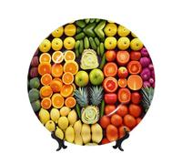 POEZJZW Assiettes décoratives soignées à motif de fruits pour la maison, le bureau, les loisirs créatifs, 1 assiette et 1 présentoir de 15,2 cm