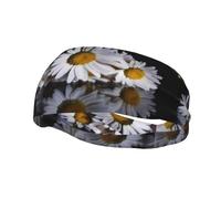 Poezjzw Bandeau de sport à motif marguerite pour course à pied, yoga, course à pied, cyclisme, bande élastique anti-humidité
