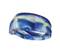 Poezjzw Bandeau de sport avec motif de phare à l'aquarelle, convient pour la course à pied, le yoga, la course à pied, le cyclisme, bande élastique anti-humidité