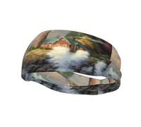 Poezjzw Bandeau de sport élastique avec motif vague et phare adapté pour la course à pied, le yoga, la course à pied, le cyclisme